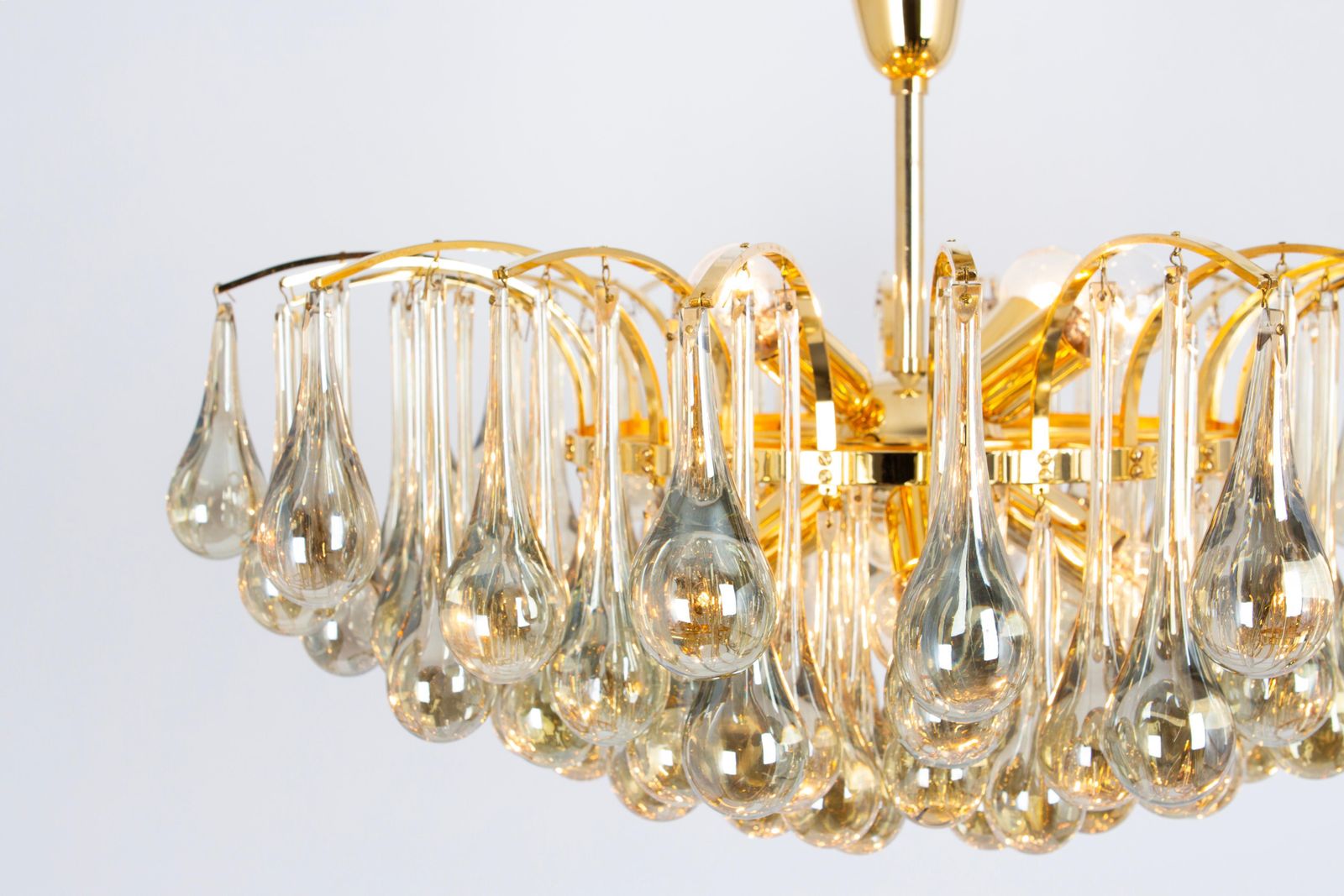 1 Of 2 Large Murano Glass Tear Drop Chandelier, Christoph Palme, Germany, 1970s photo buy