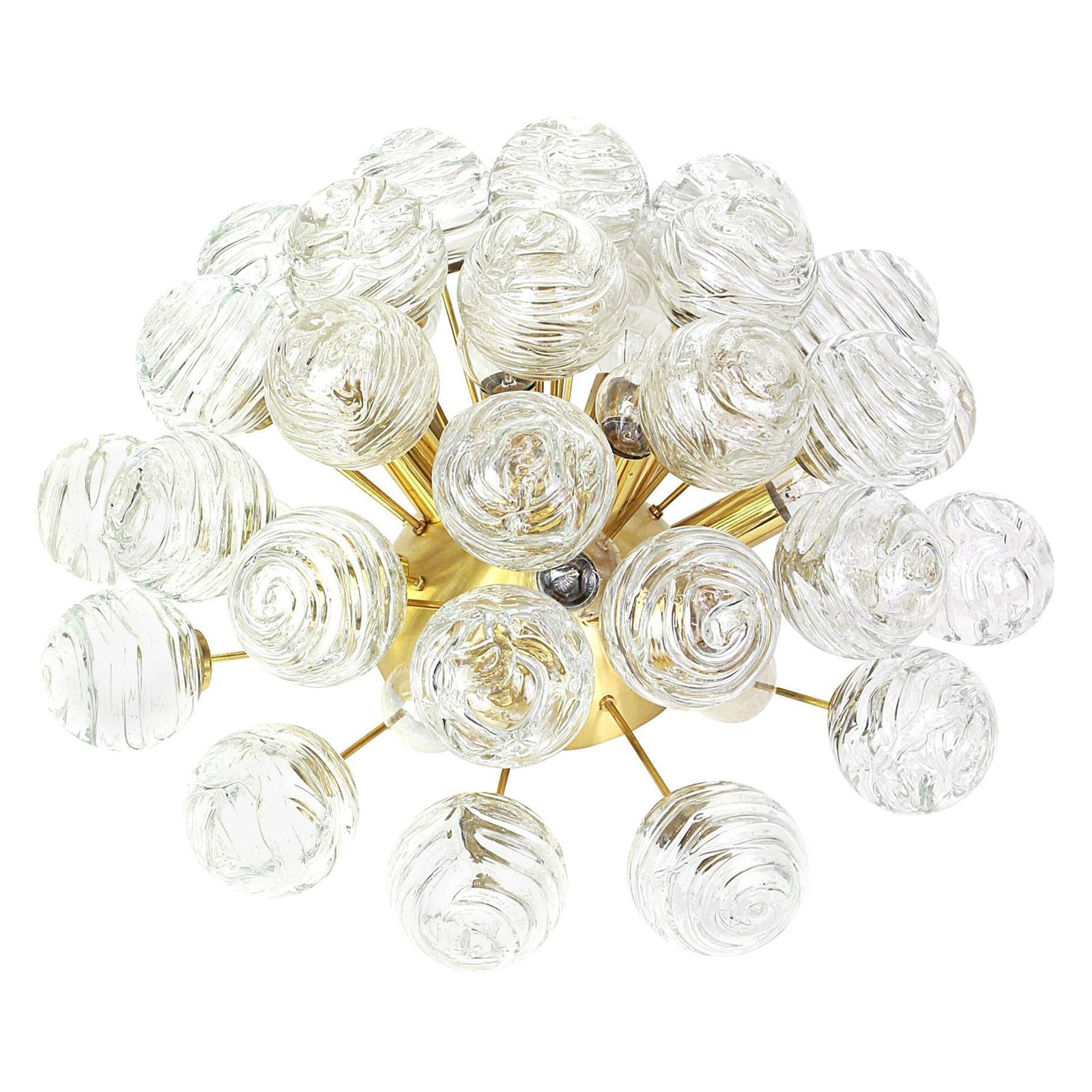 1 Of 2 Spectacular Sputnik Flush Mount Glass Snow Balls By Doria, Germany, 1970s