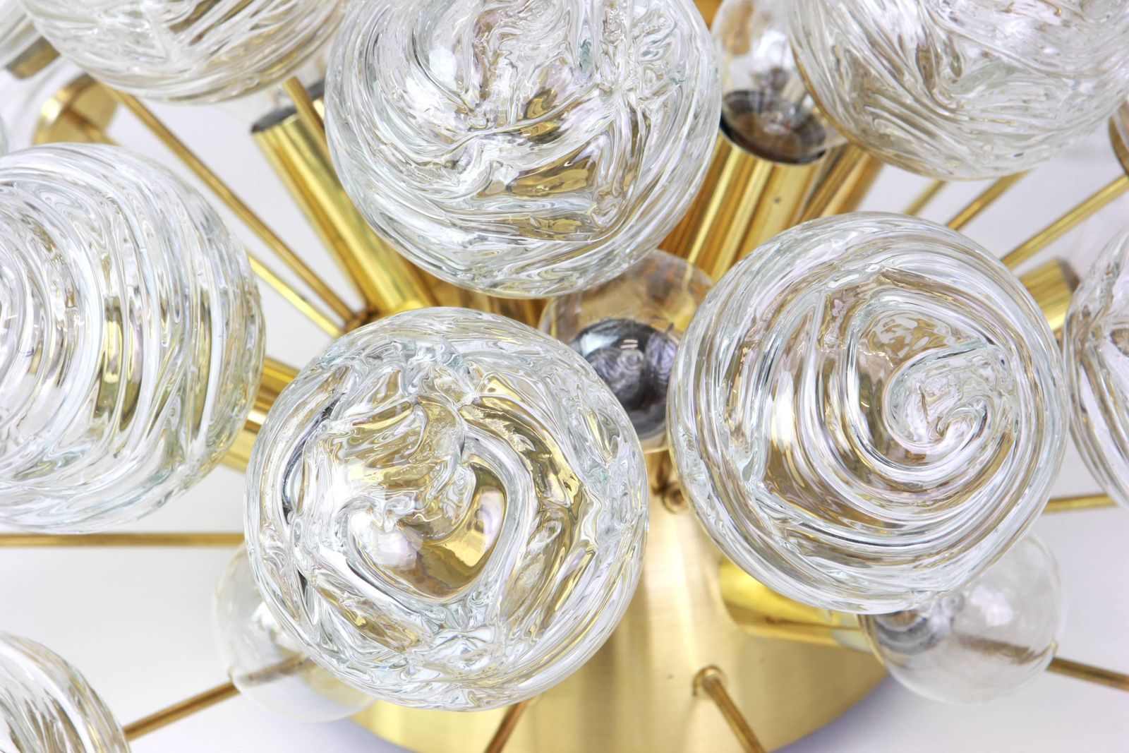 1 Of 2 Spectacular Sputnik Flush Mount Glass Snow Balls By Doria, Germany, 1970s photo buy