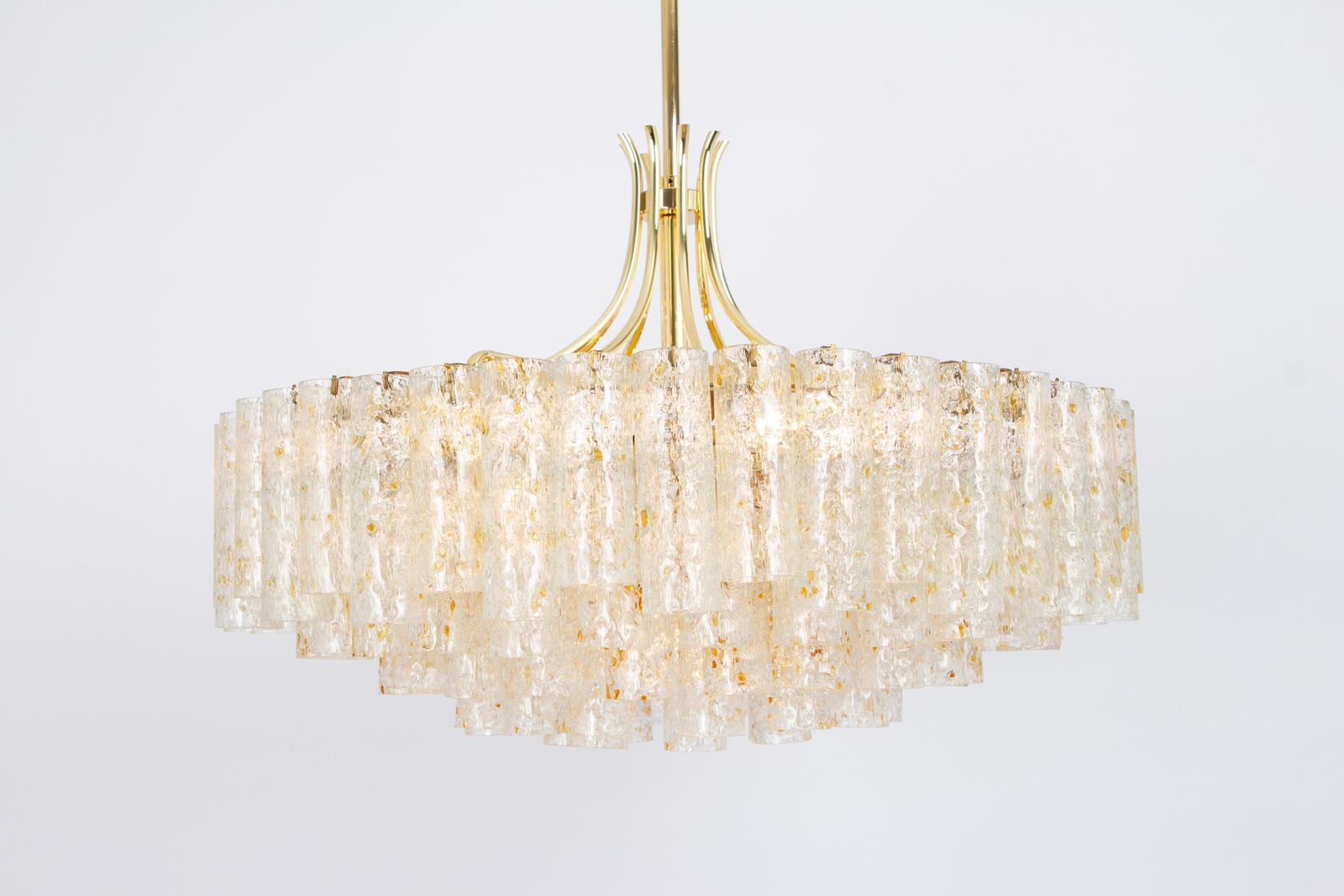 Stunning Large Doria Ice Glass Tubes Chandelier, Germany, 1960s photo vinterior