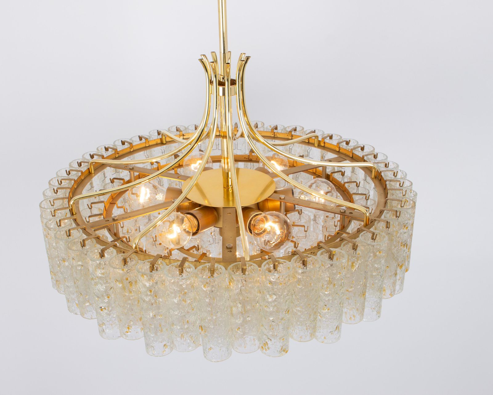 Stunning Large Doria Ice Glass Tubes Chandelier, Germany, 1960s photo buy