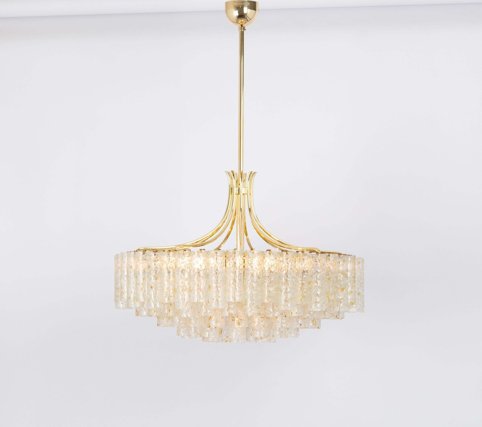 photo furniture Stunning Large Doria Ice Glass Tubes Chandelier, Germany, 1960s