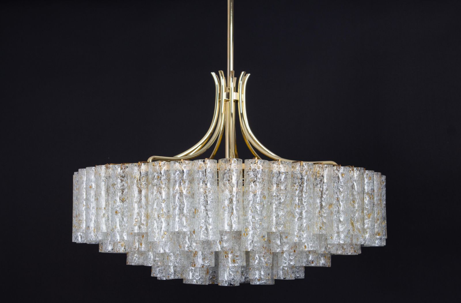 photo for sale Stunning Large Doria Ice Glass Tubes Chandelier, Germany, 1960s
