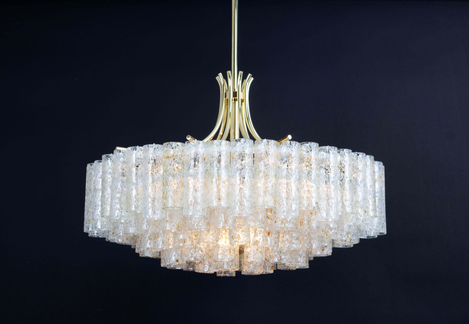 Lighting Stunning Large Doria Ice Glass Tubes Chandelier, Germany, 1960s photo