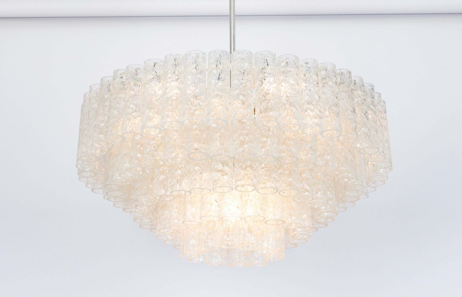 1 Of 3 Large Doria Ice Glass Tubes Chandelier, Germany, 1960s photo buy