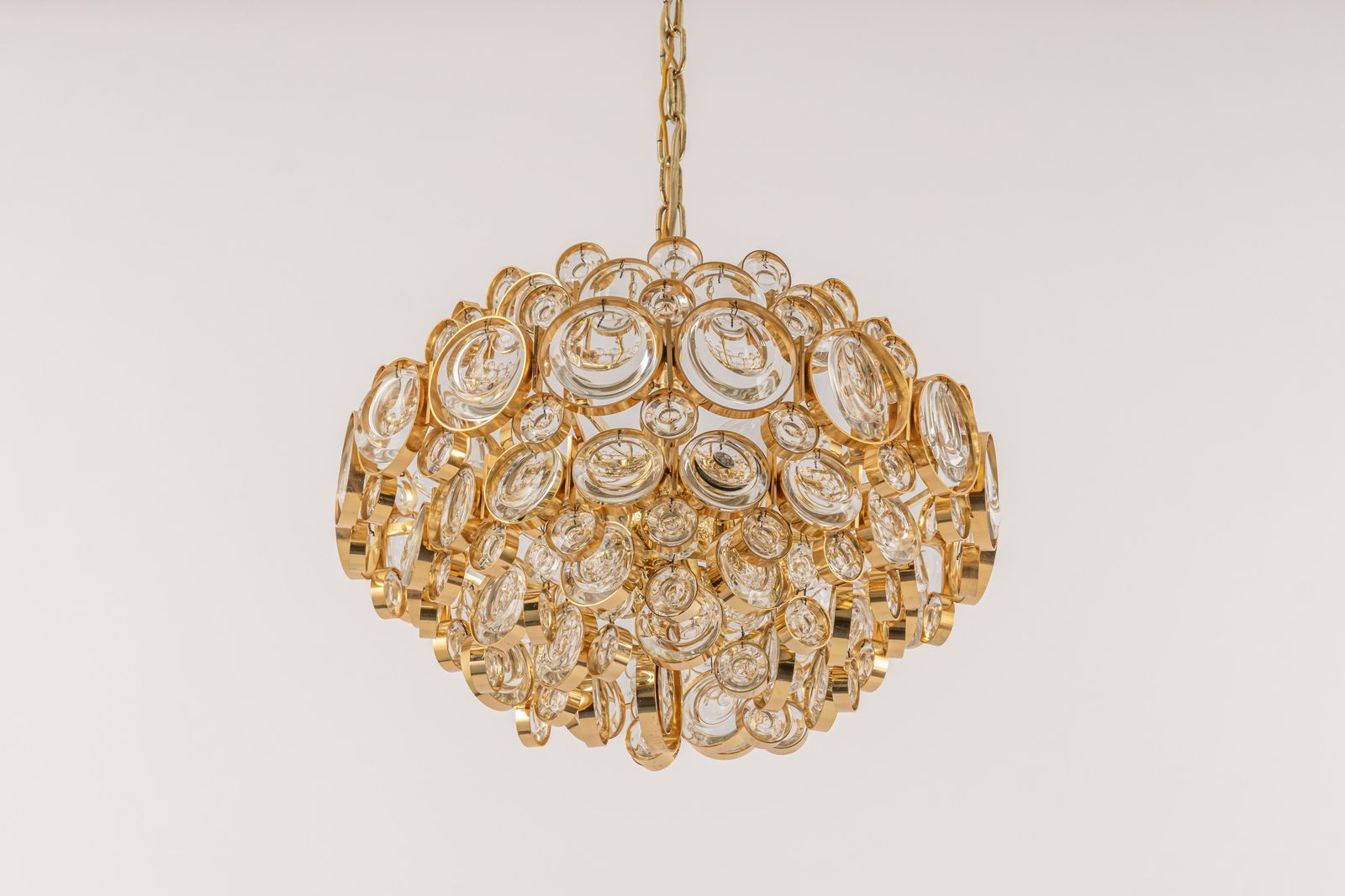 Stunning Gilt Brass Chandelier, Sciolari Design Style By Palwa, Germany, 1970s photo Lighting