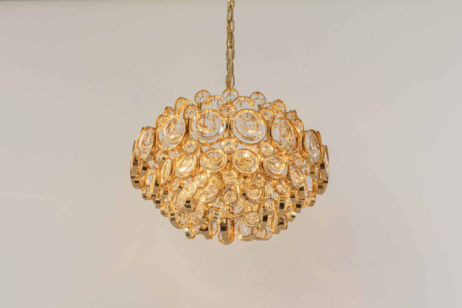 Stunning Gilt Brass Chandelier, Sciolari Design Style By Palwa, Germany, 1970s photo buy