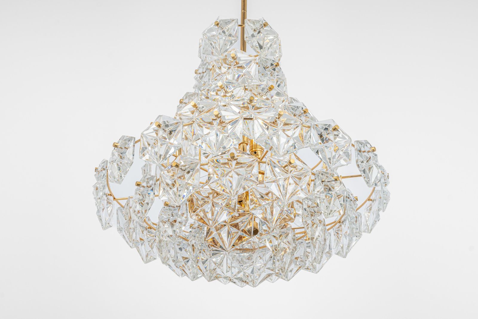 Stunning Huge Chandelier, Brass And Crystal Glass By Kinkeldey, Germany, 1970s photo furniture