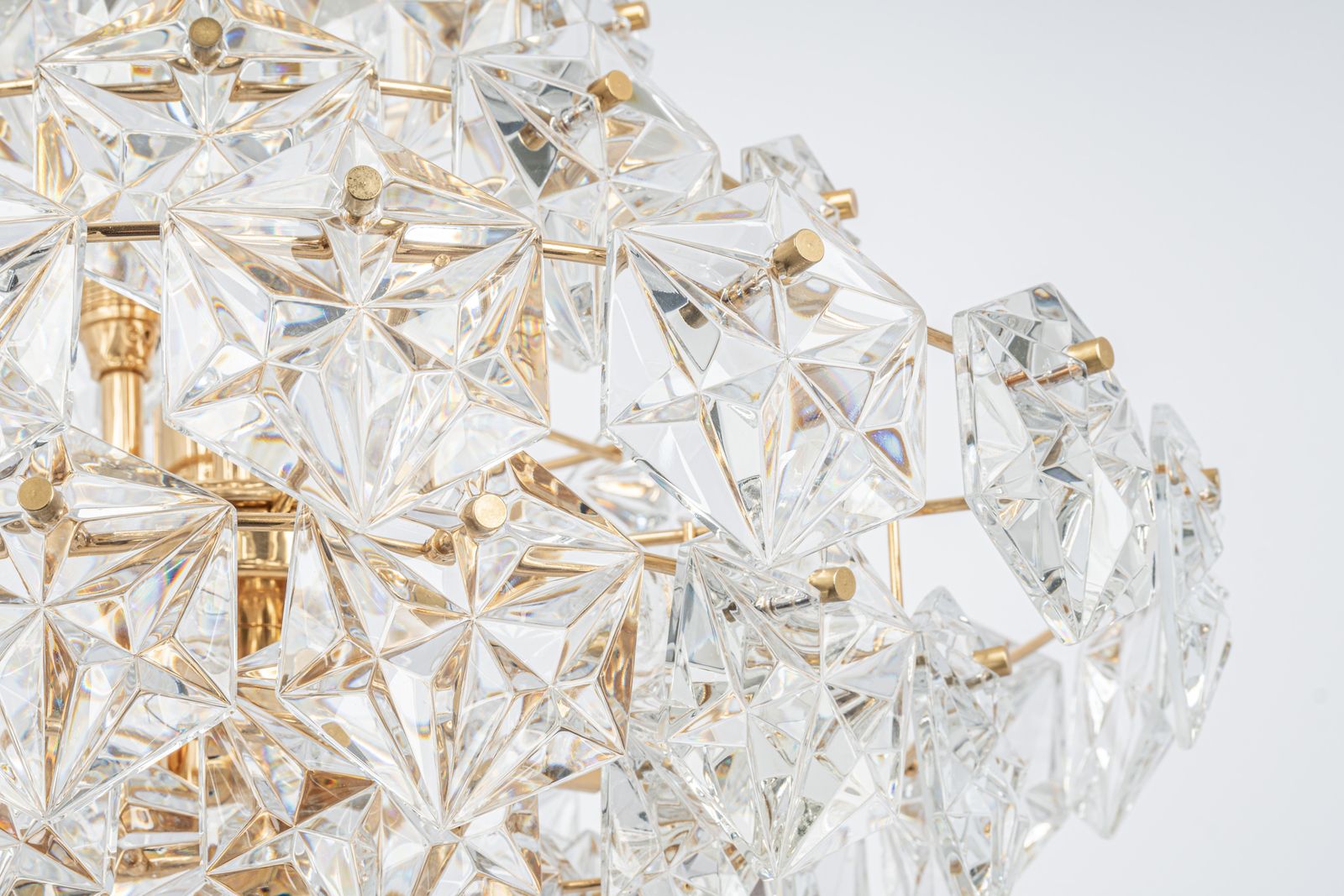 Stunning Huge Chandelier, Brass And Crystal Glass By Kinkeldey, Germany, 1970s photo for sale