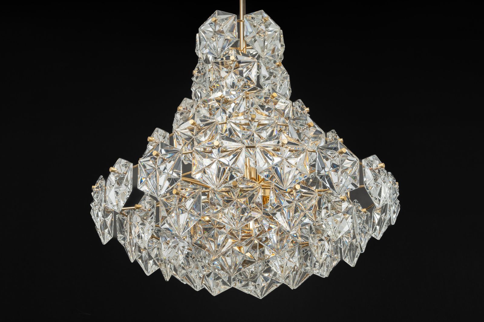Lighting Stunning Huge Chandelier, Brass And Crystal Glass By Kinkeldey, Germany, 1970s photo