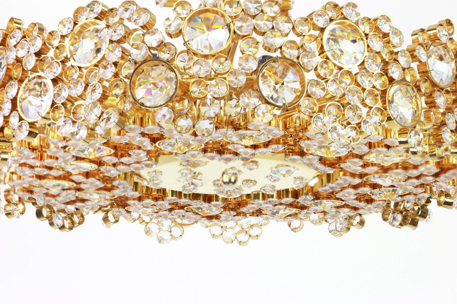 Gilt Brass And Crystal Glass Encrusted Chandeliers By Palwa, Germany, 1970s photo furniture
