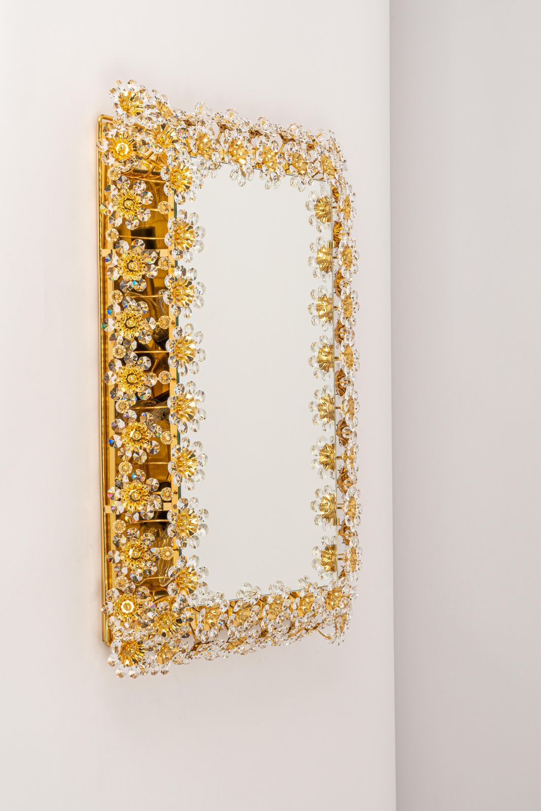 Spectacular Backlit Mirror Gilded Brass And Crystal Glass By Palwa, Germany photo Home Decor