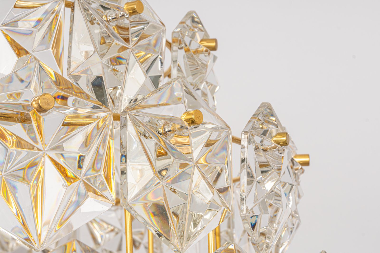 Stunning Huge Chandelier, Brass And Crystal Glass By Kinkeldey, Germany, 1970s photo 3525.0