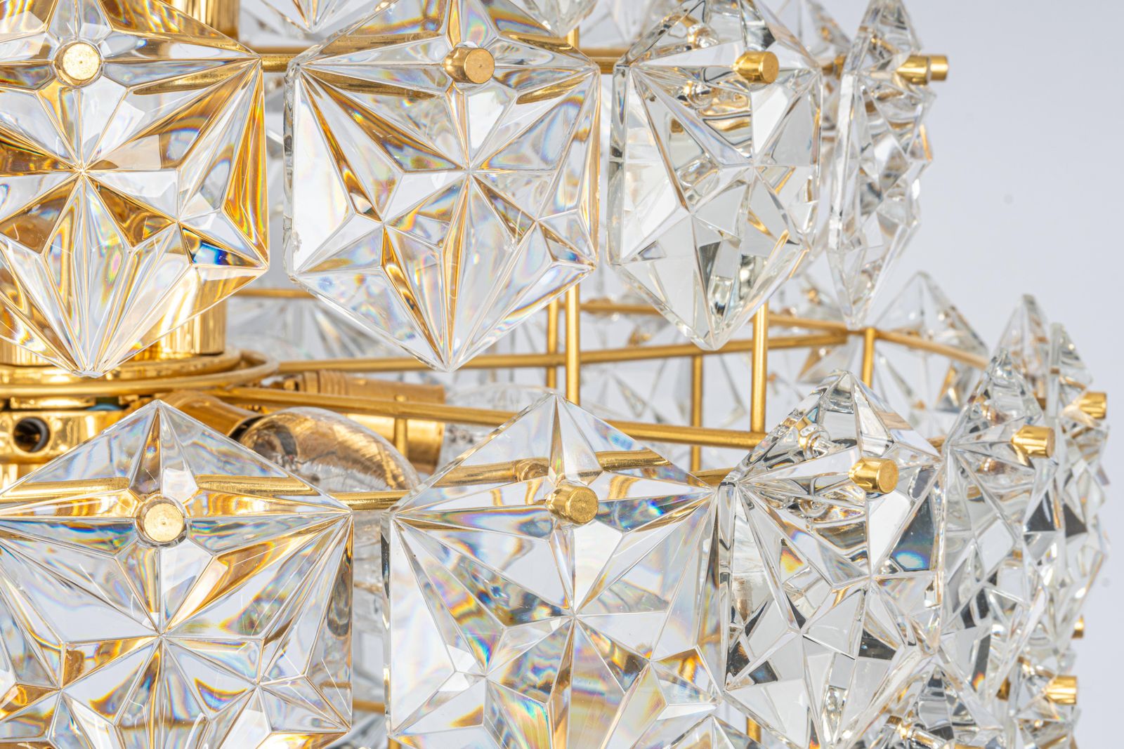 Stunning Huge Chandelier, Brass And Crystal Glass By Kinkeldey, Germany, 1970s photo vinterior
