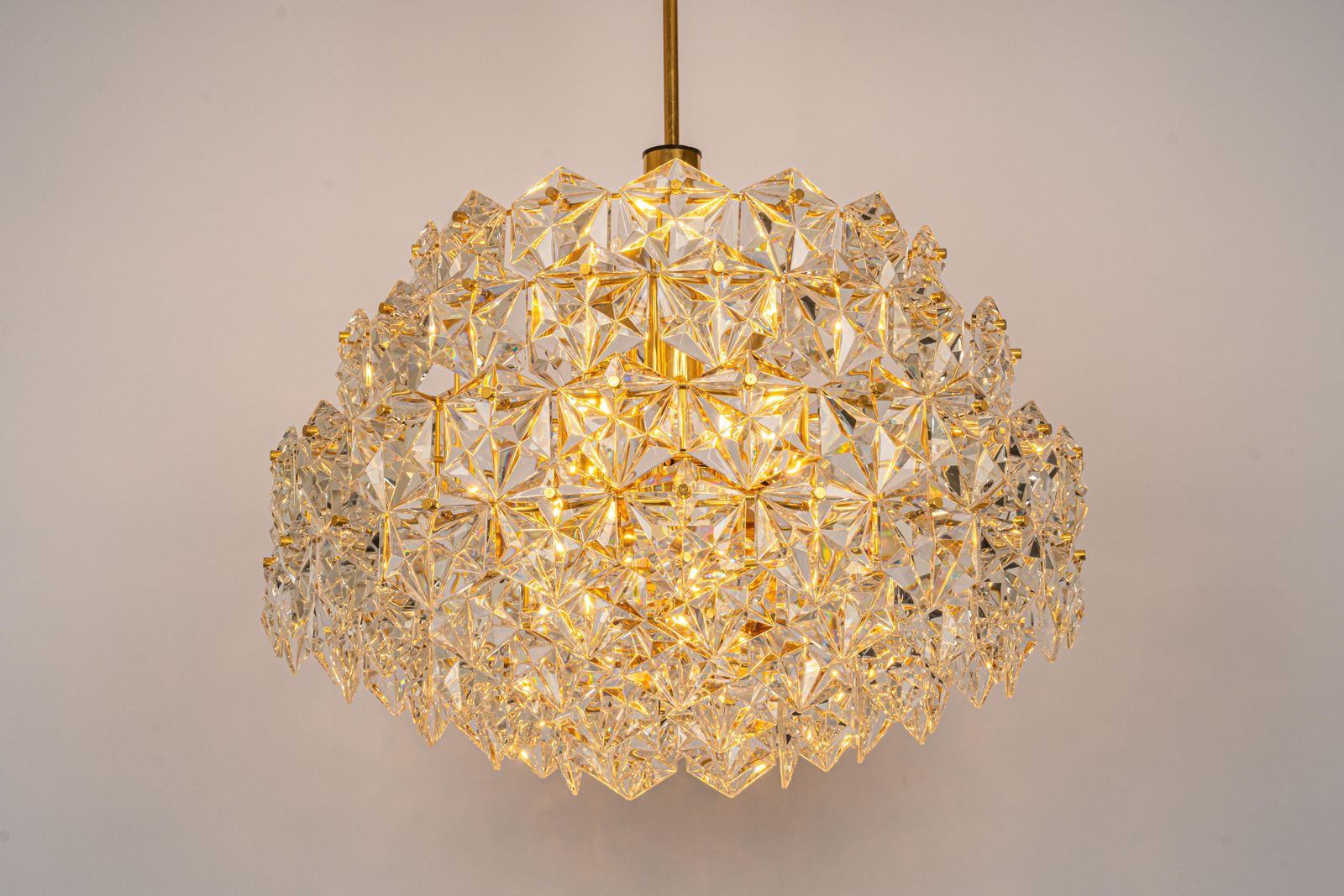 Stunning Huge Chandelier, Brass And Crystal Glass By Kinkeldey, Germany, 1970s photo buy