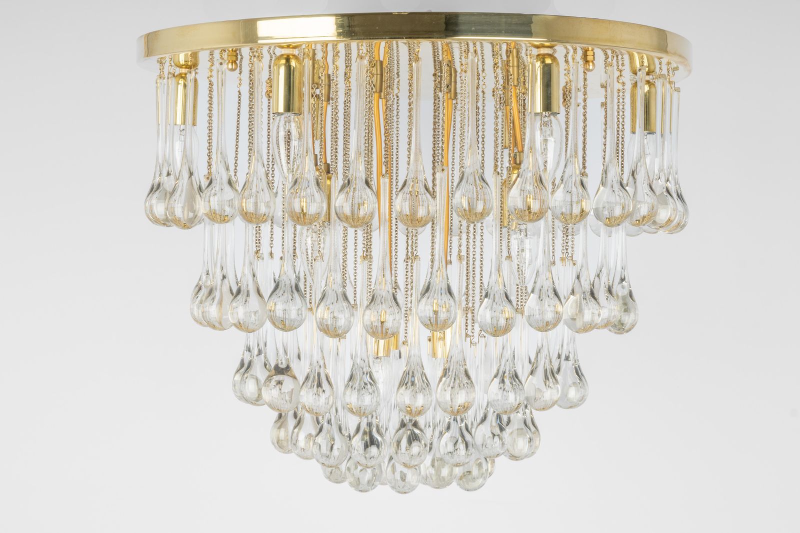 1 Of 3 Large Murano Glass Tear Drop Chandelier, Christoph Palme, Germany, 1970s photo furniture