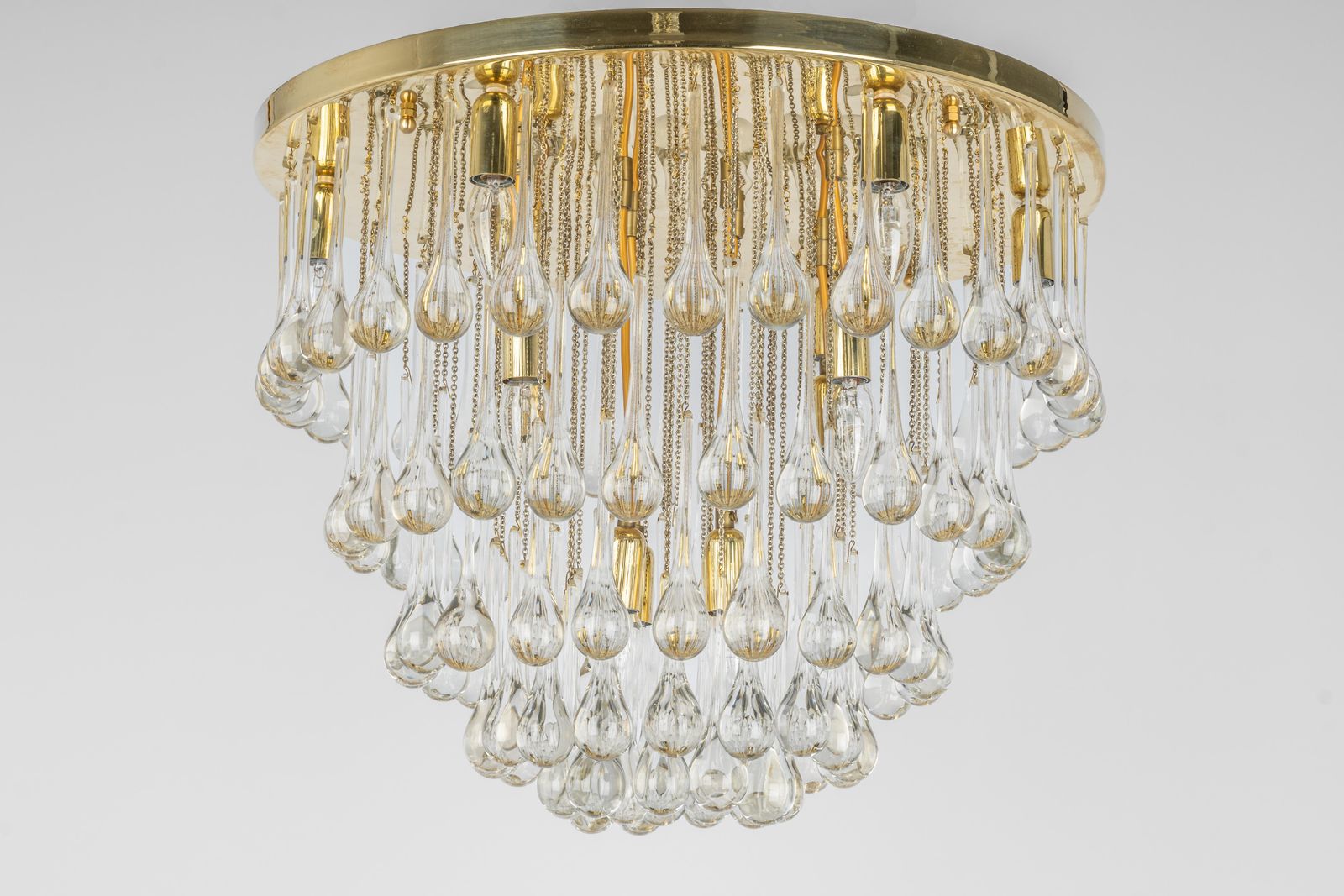 1 Of 3 Large Murano Glass Tear Drop Chandelier, Christoph Palme, Germany, 1970s photo for sale