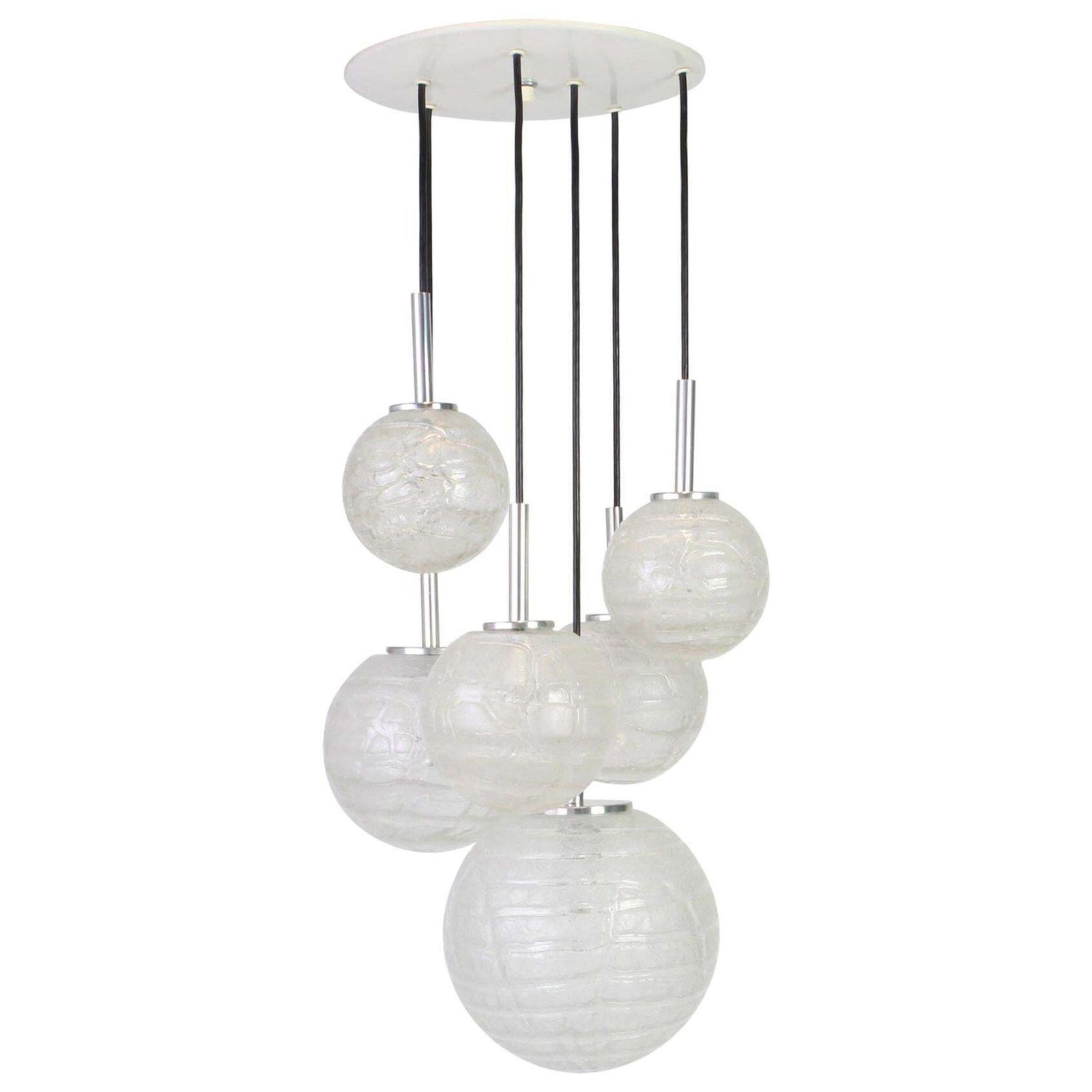 Large Designer Cascading Chandelier Murano Glass By Doria, Germany, 1970s