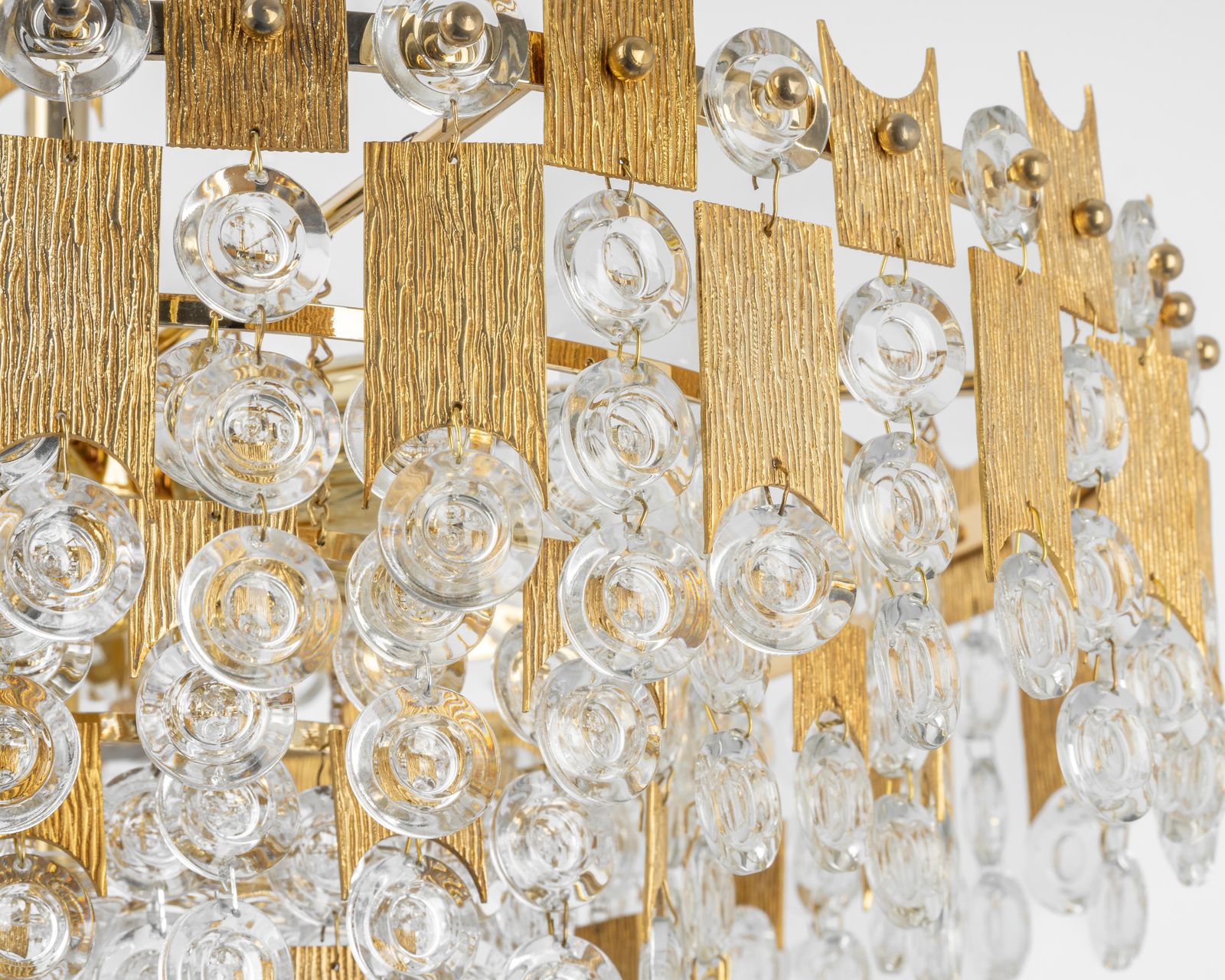 Impressive Large Gilt Brass And Crystal Glass Chandelier By Palwa Germany, 1960s photo 1461.0
