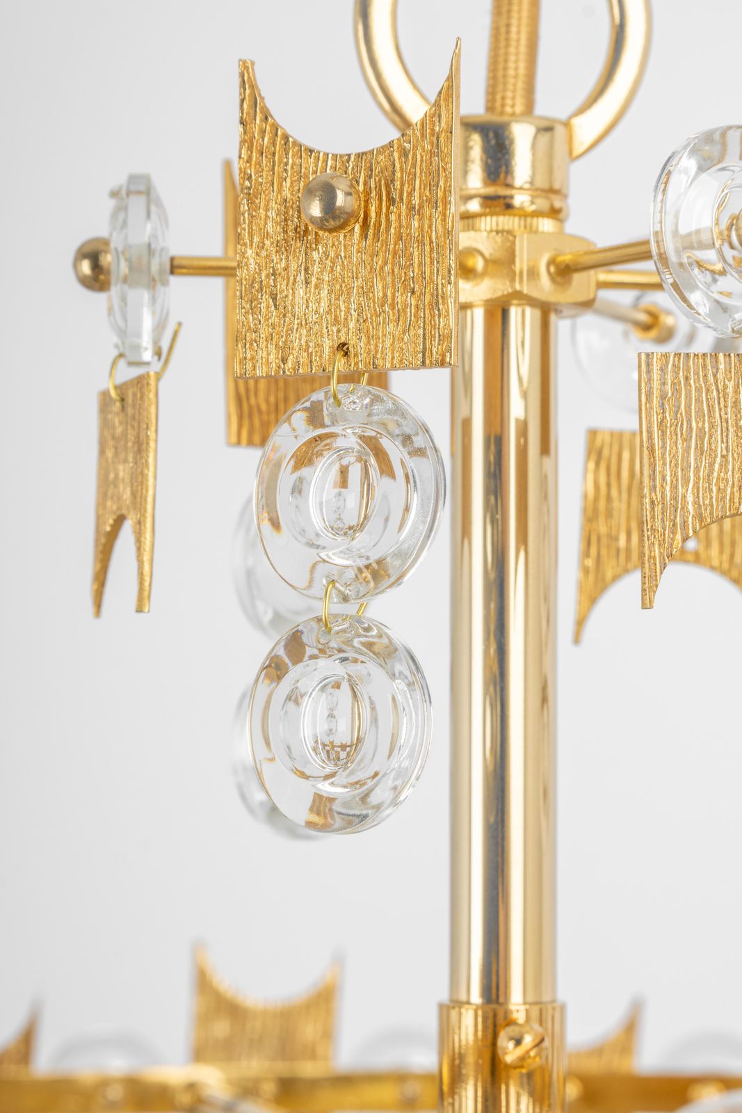 Impressive Large Gilt Brass And Crystal Glass Chandelier By Palwa Germany, 1960s photo vinterior