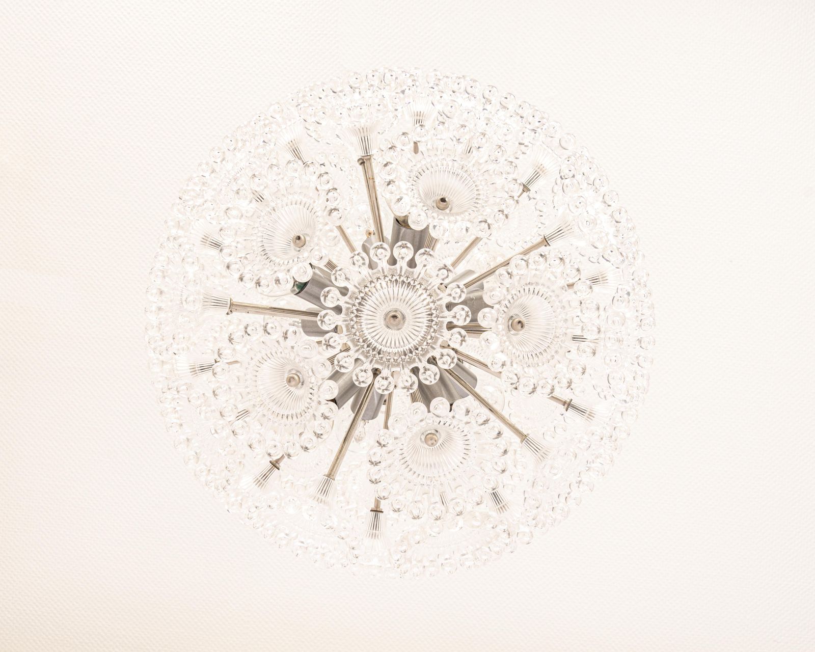 1 Of 2 Stunning Floral Chrome Sputnik Chandelier, Germany, 1960s photo vinterior
