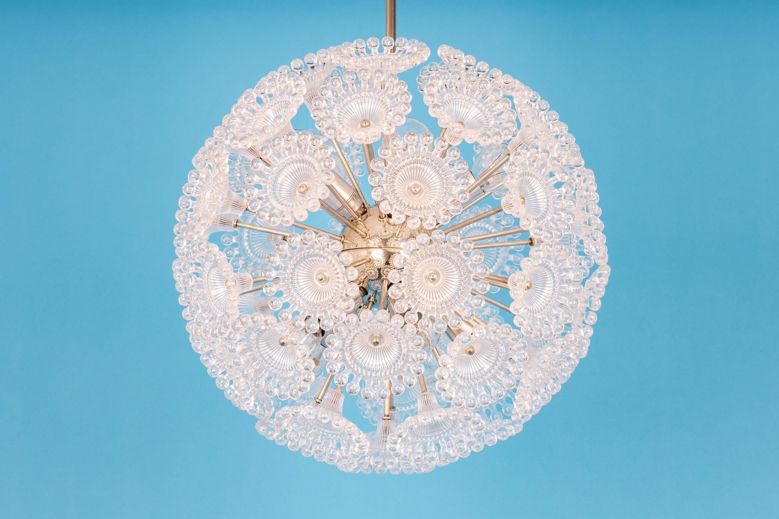 photo vintage 1 Of 2 Stunning Floral Chrome Sputnik Chandelier, Germany, 1960s
