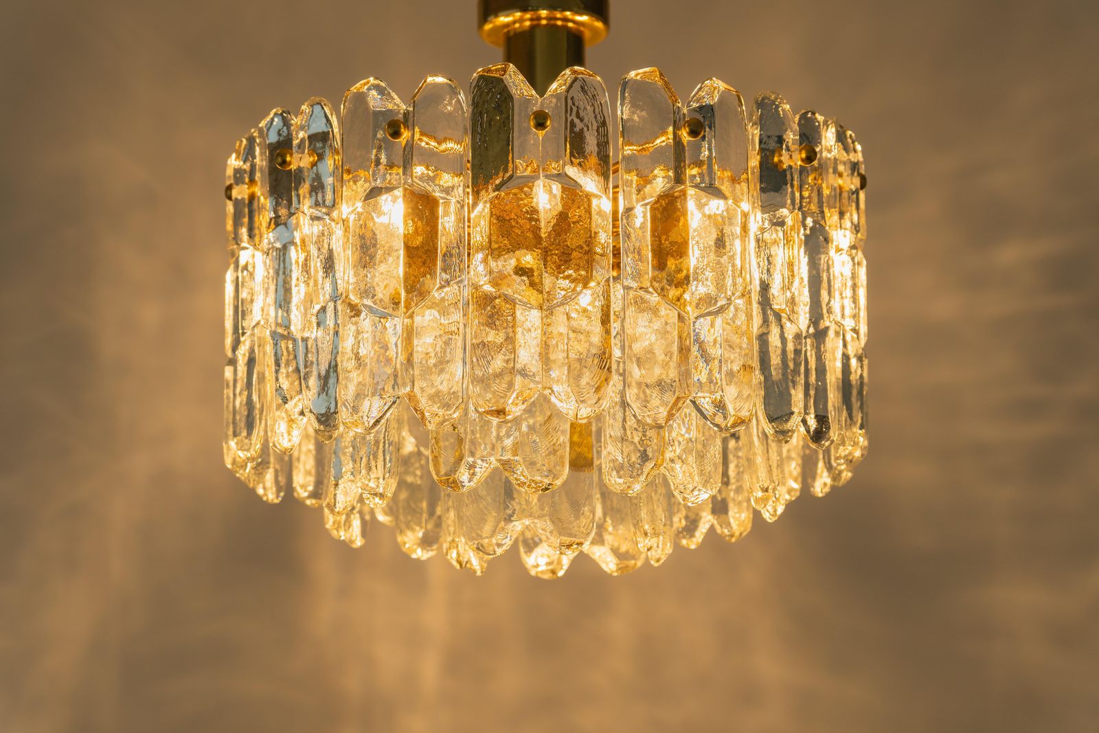 Lighting 1 Of 3 Stunning Brass Murano Glass Light Fixture Palazzo, Kalmar, Austria, 1970s photo