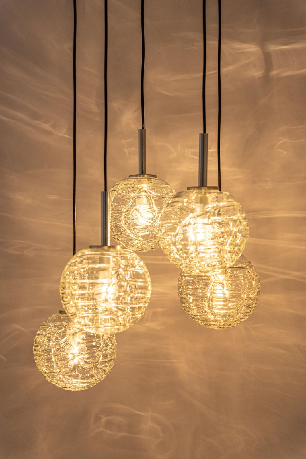 Lighting Large Designer Cascading Chandelier Murano Glass By Doria, Germany, 1970s photo