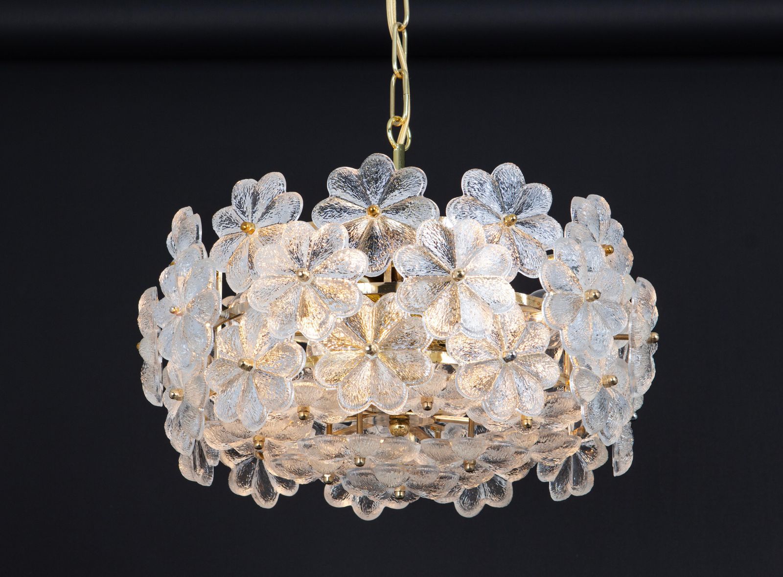 Lighting 1 Of 2 Stunning Petite Murano Glass Chandelier By Ernst Palme, Germany, 1970s photo