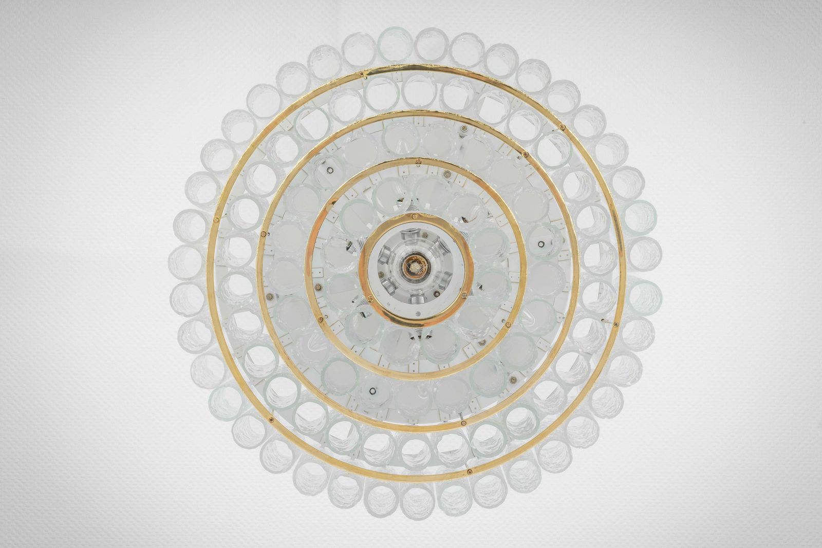 Large Mid Century Doria Chandelier Ice Glass, 1960s, Germany photo Lighting
