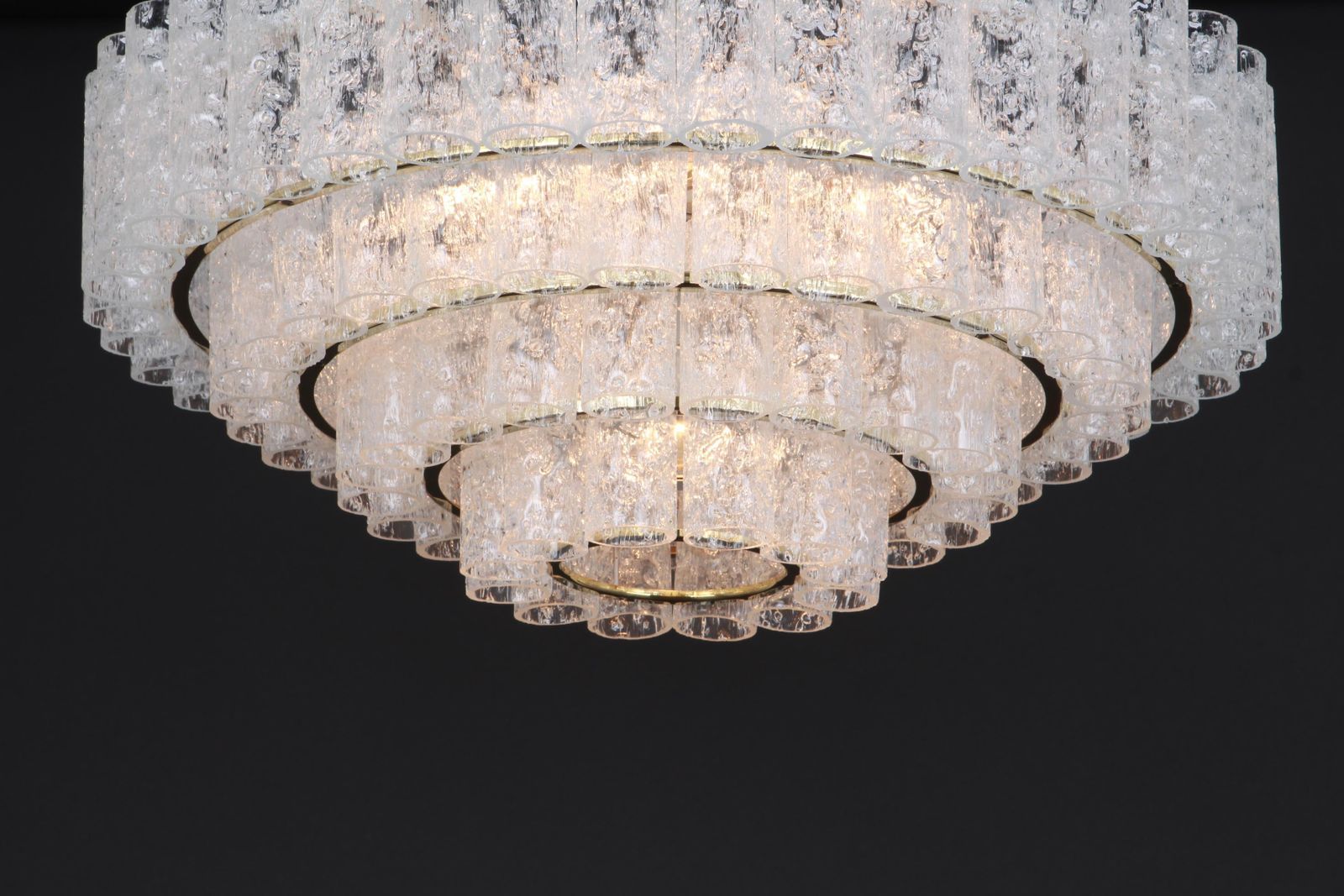 photo vintage Large Mid Century Doria Chandelier Ice Glass, 1960s, Germany