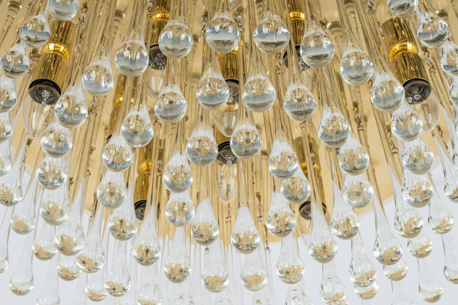 Stunning Brass Tear Drop Glasses Light Fixture Tropfen, Kalmar, Austria, 1970s photo for sale