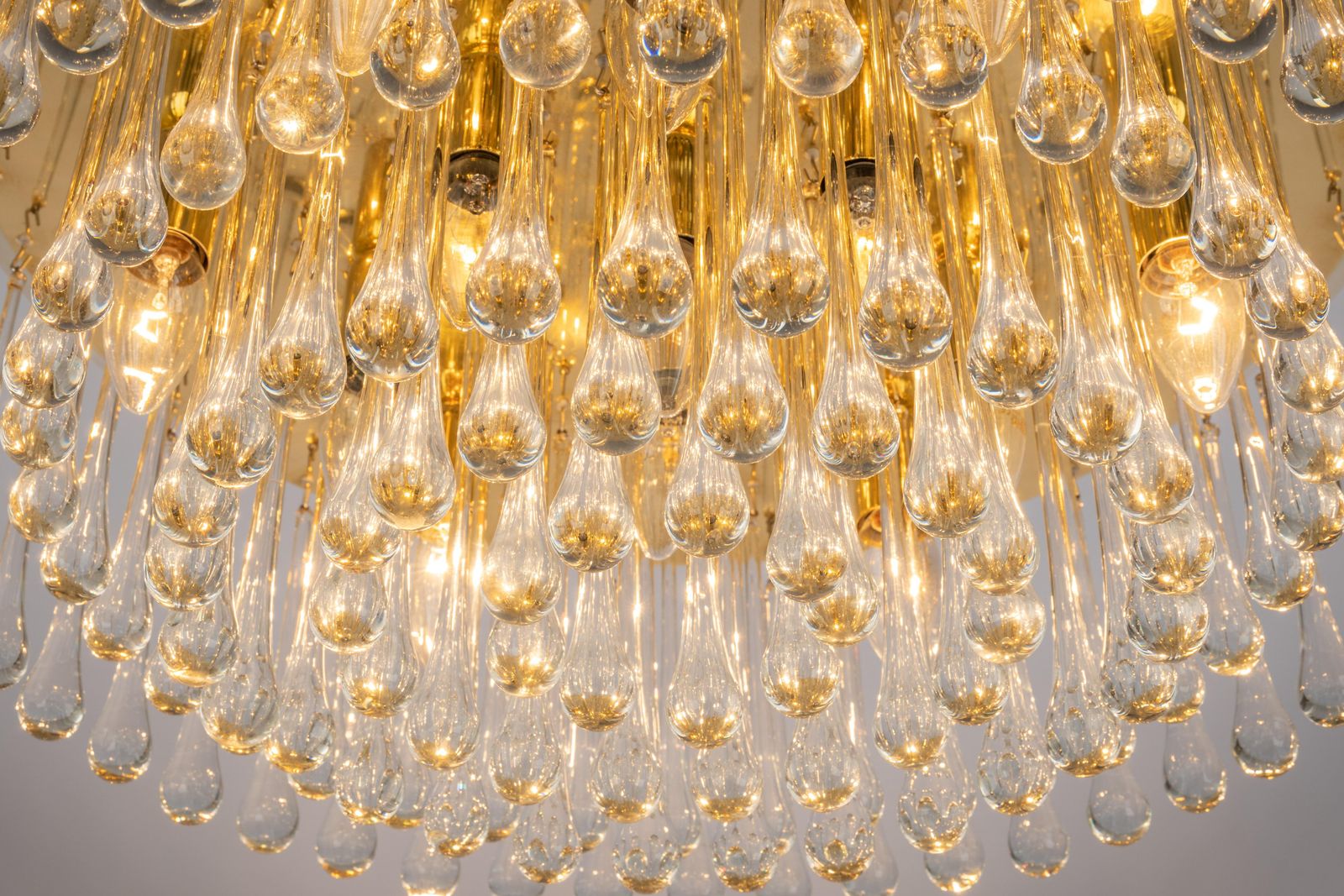 Stunning Brass Tear Drop Glasses Light Fixture Tropfen, Kalmar, Austria, 1970s photo buy