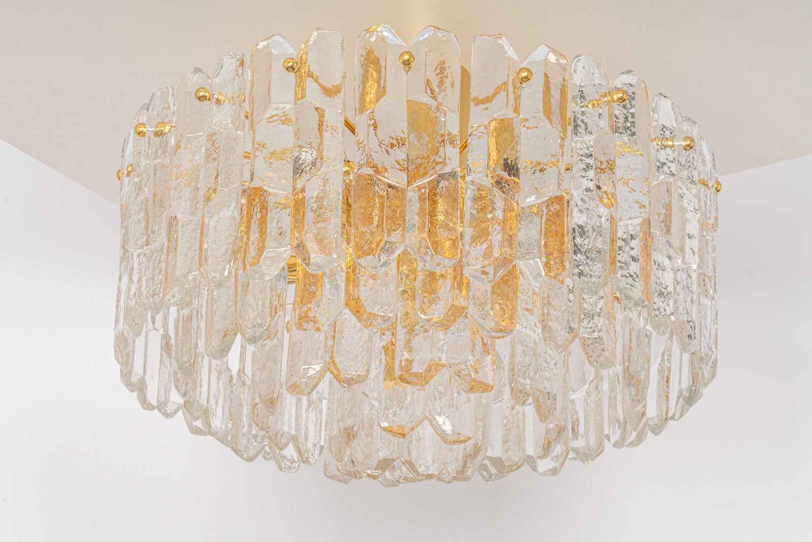 1 Of 2 Stunning Brass Murano Glass Light Fixture Palazzo, Kalmar, Austria, 1970s photo for sale