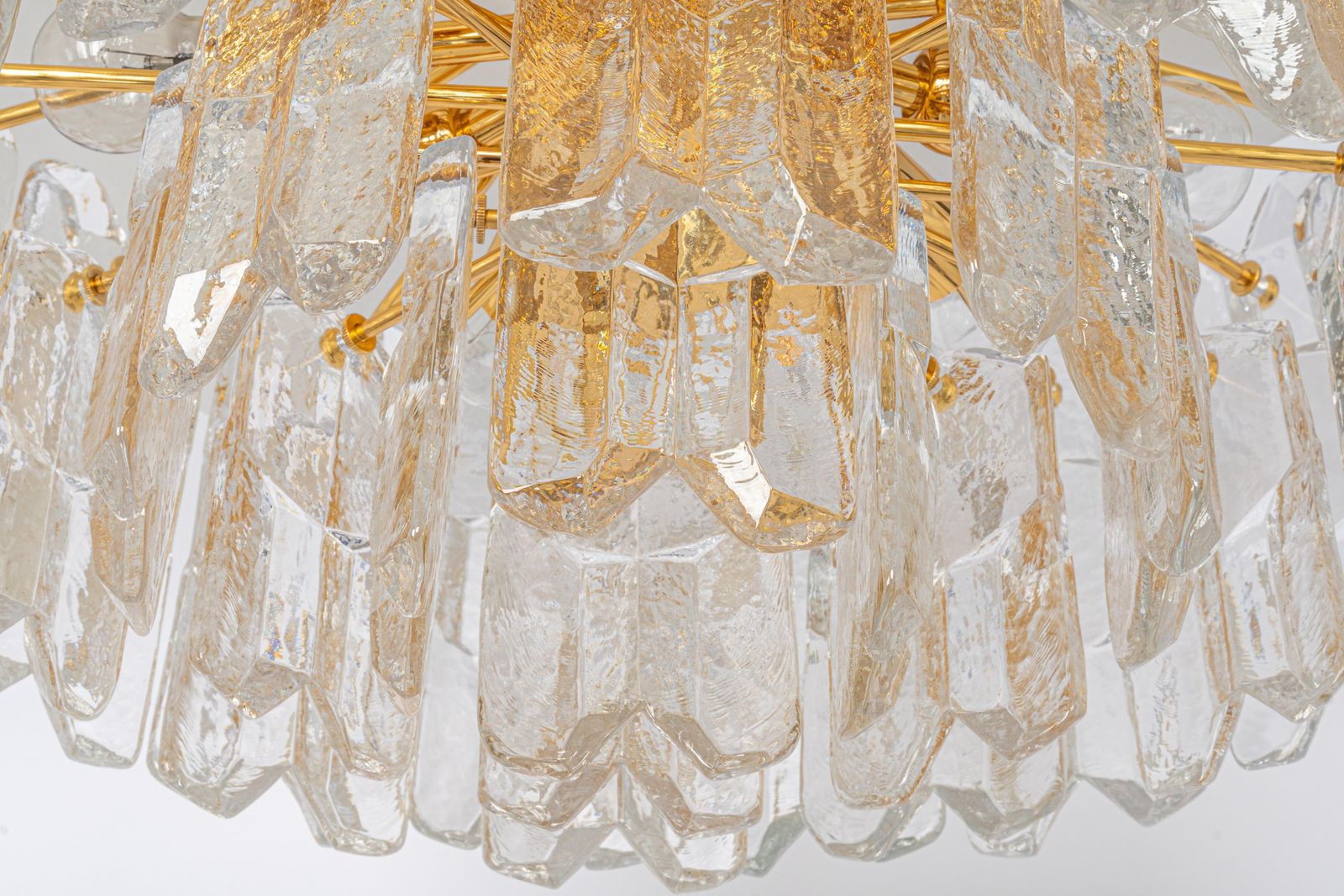 1 Of 2 Stunning Brass Murano Glass Light Fixture Palazzo, Kalmar, Austria, 1970s photo vinterior