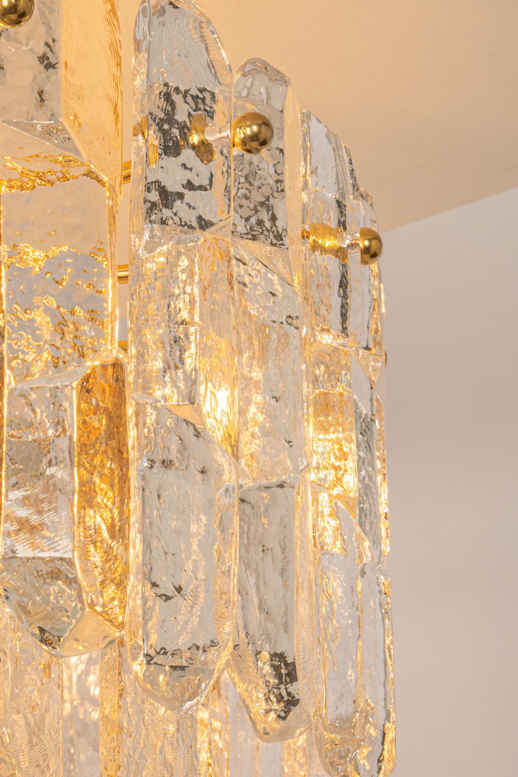 1 Of 2 Stunning Brass Murano Glass Light Fixture Palazzo, Kalmar, Austria, 1970s photo vintage