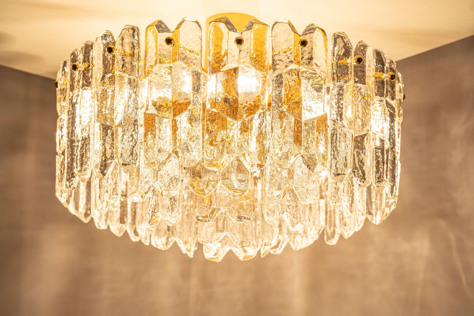 photo for sale 1 Of 2 Stunning Brass Murano Glass Light Fixture Palazzo, Kalmar, Austria, 1970s