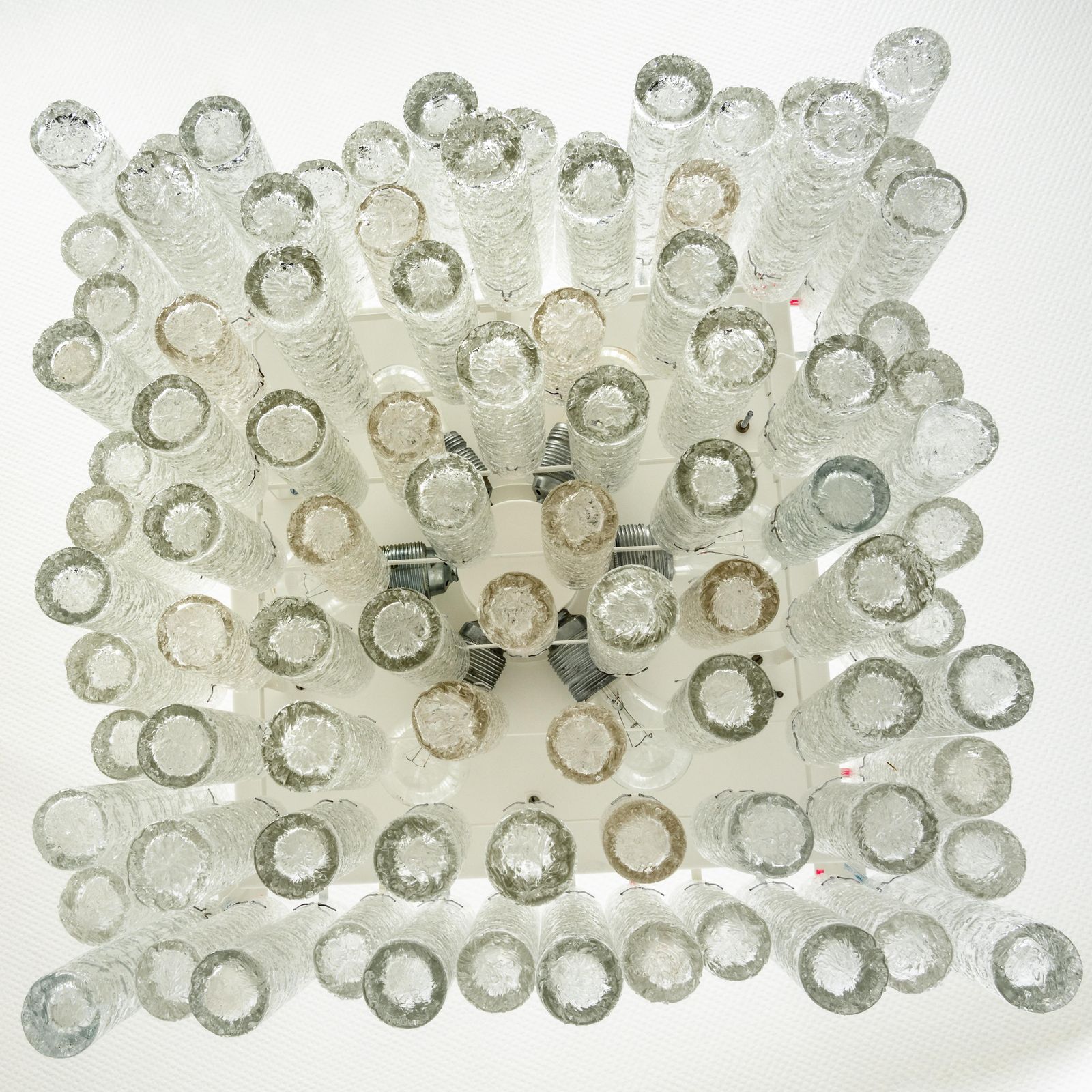 1 Of 3 Large Stunning Murano Ice Glass Tubes Flush Mount By Doria Germany, 1960s photo 2579.0