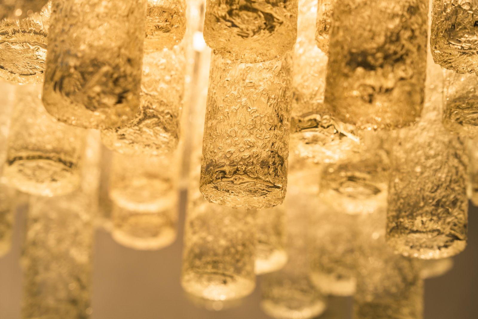 photo furniture 1 Of 3 Large Stunning Murano Ice Glass Tubes Flush Mount By Doria Germany, 1960s