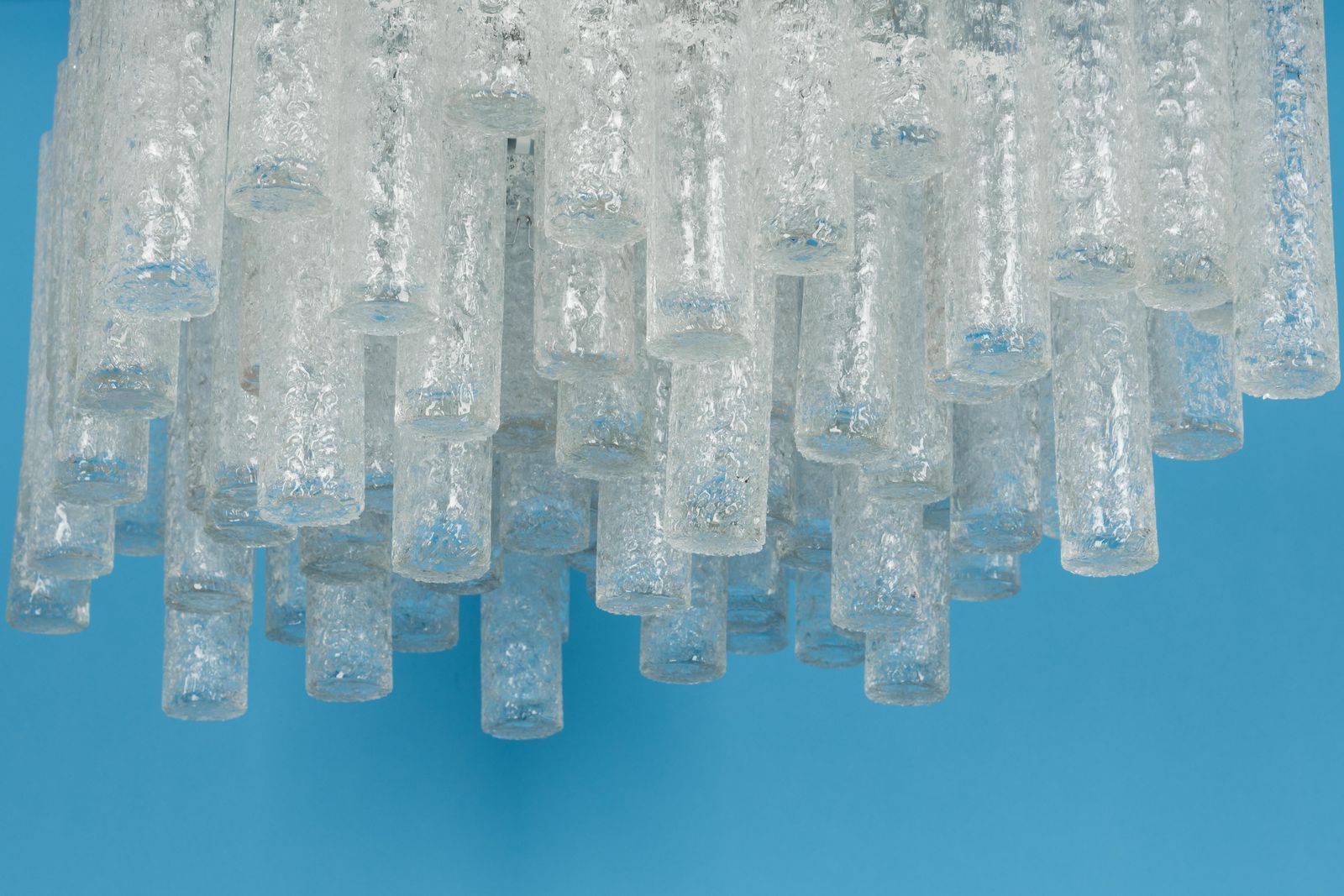photo for sale 1 Of 3 Large Stunning Murano Ice Glass Tubes Flush Mount By Doria Germany, 1960s