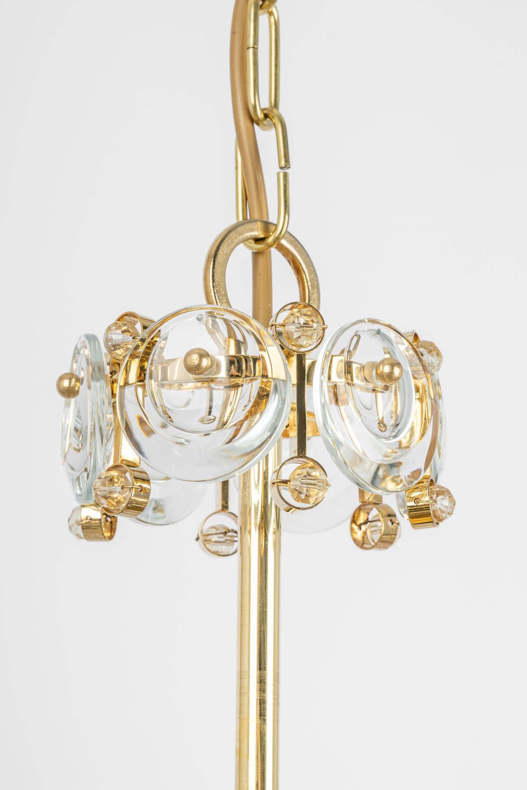 2837.0 Delicate Gilt Brass Crystal Chandelier By Palwa, Sciolari Design, Germany, 1970s photo