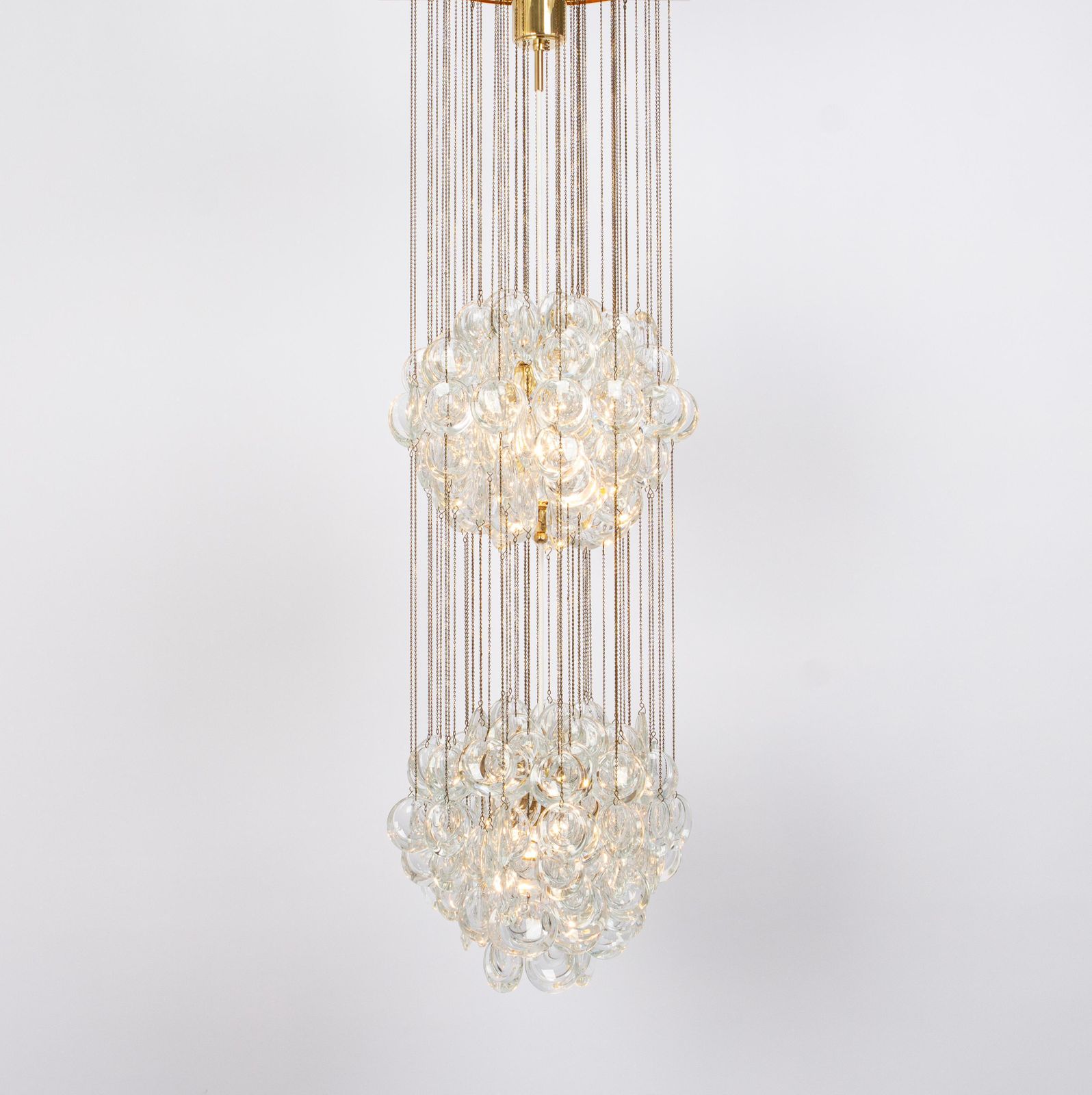 Delicate Gilt Brass Crystal Chandelier By Palwa, Sciolari Design, Germany, 1970s photo for sale