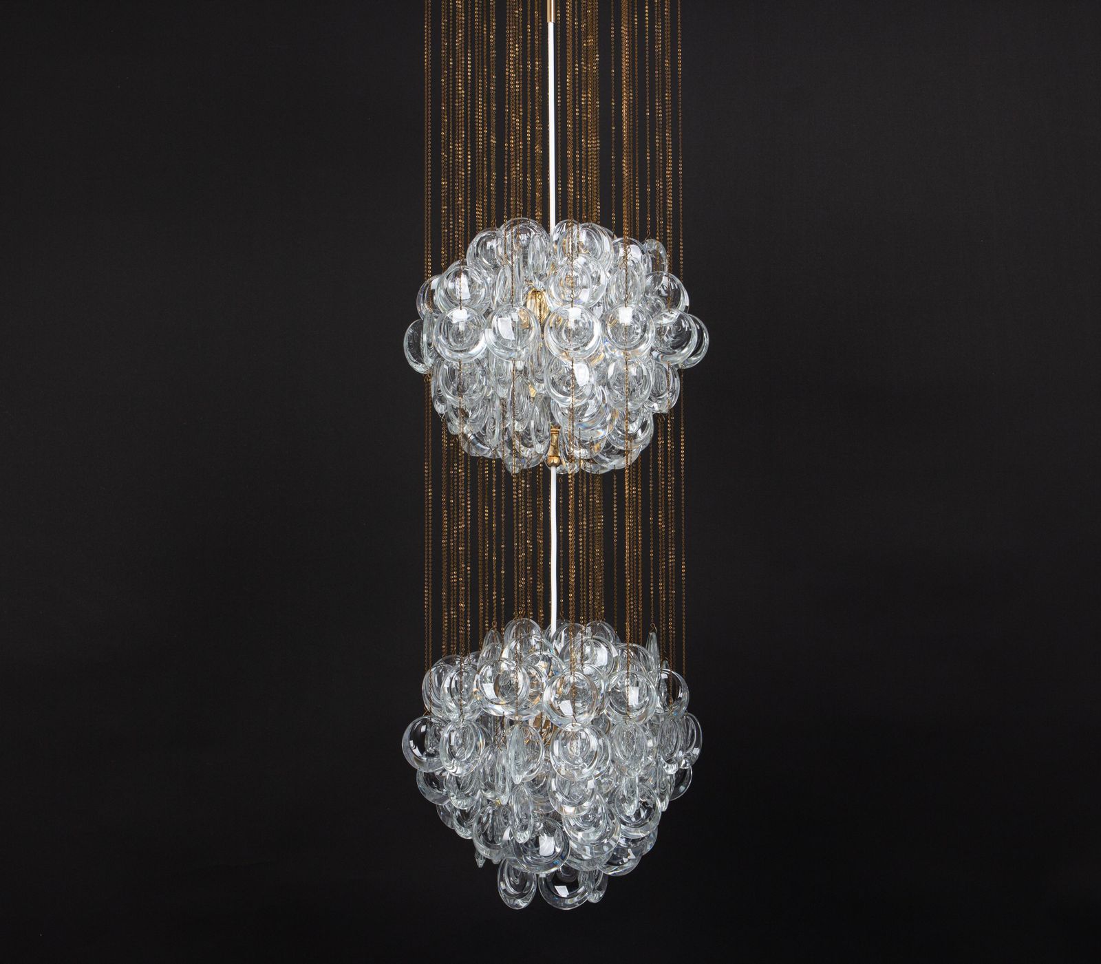 photo for sale Delicate Gilt Brass Crystal Chandelier By Palwa, Sciolari Design, Germany, 1970s