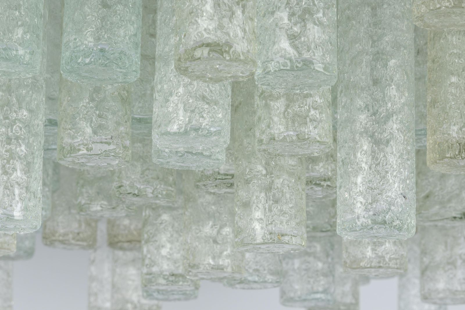 1 Of 2 Large Stunning Murano Ice Glass Flush Mount By Doria, Germany, 1960s photo for sale