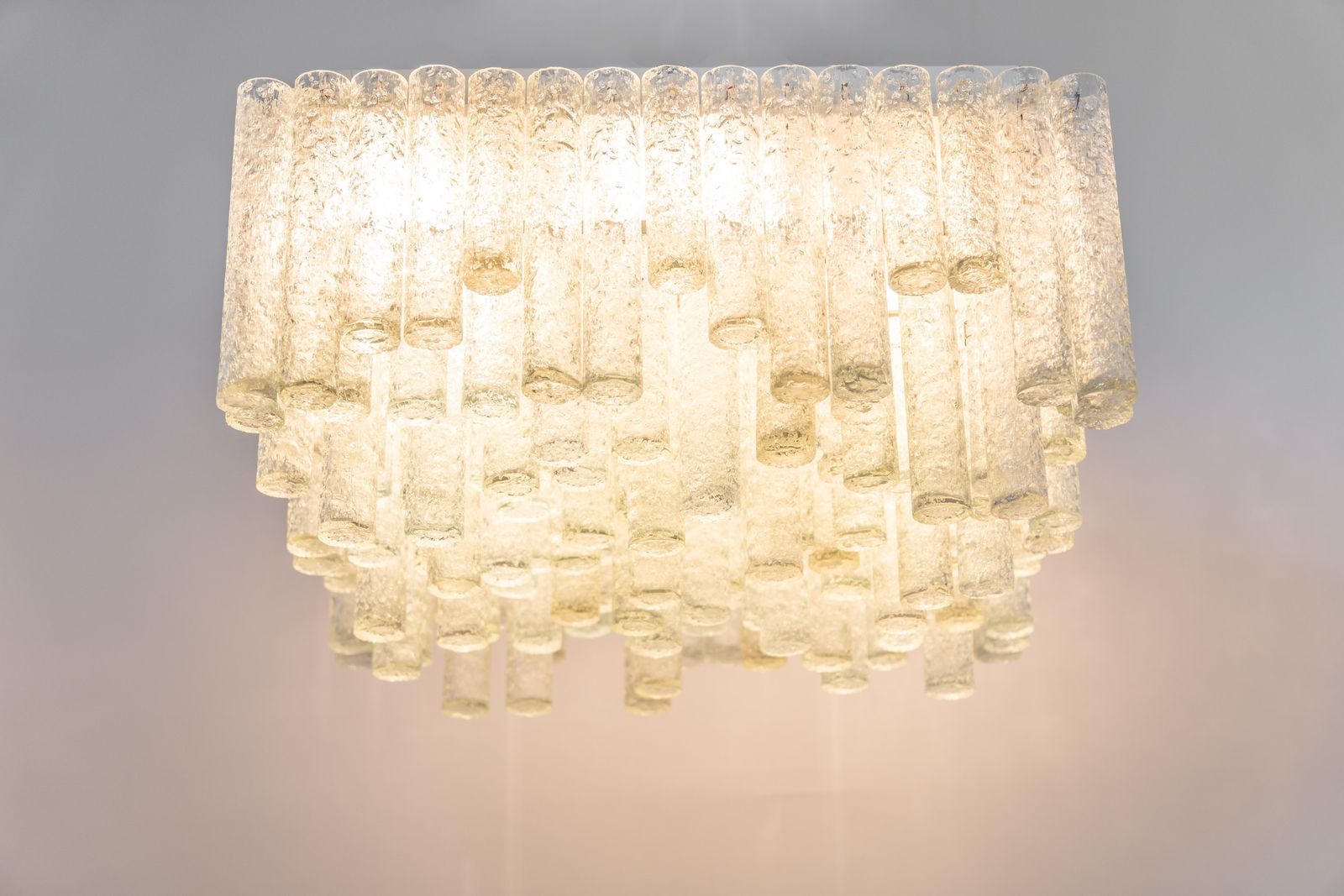 photo furniture 1 Of 2 Large Stunning Murano Ice Glass Flush Mount By Doria, Germany, 1960s