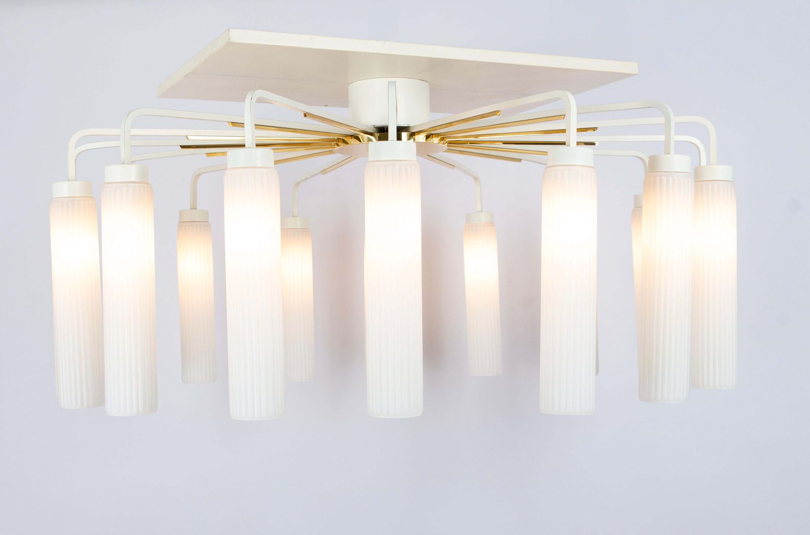 Extra Large Glass Sunburst Chandelier, Stilnovo Style, 1950s photo furniture
