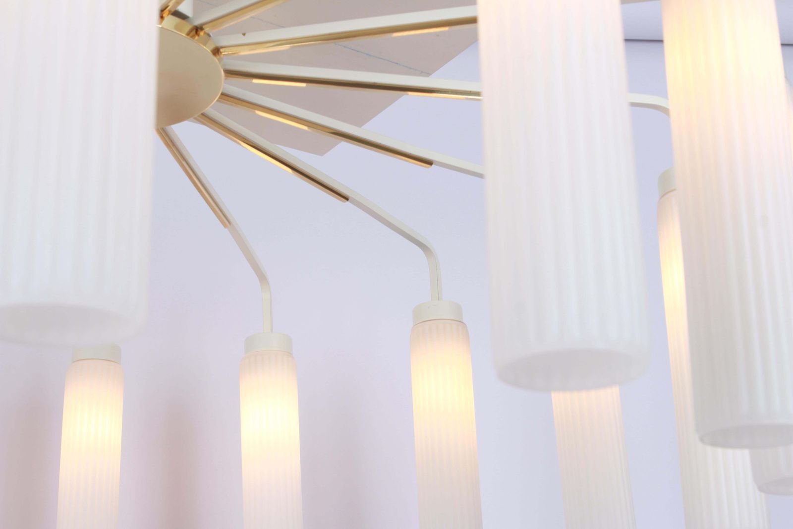 Extra Large Glass Sunburst Chandelier, Stilnovo Style, 1950s photo Lighting
