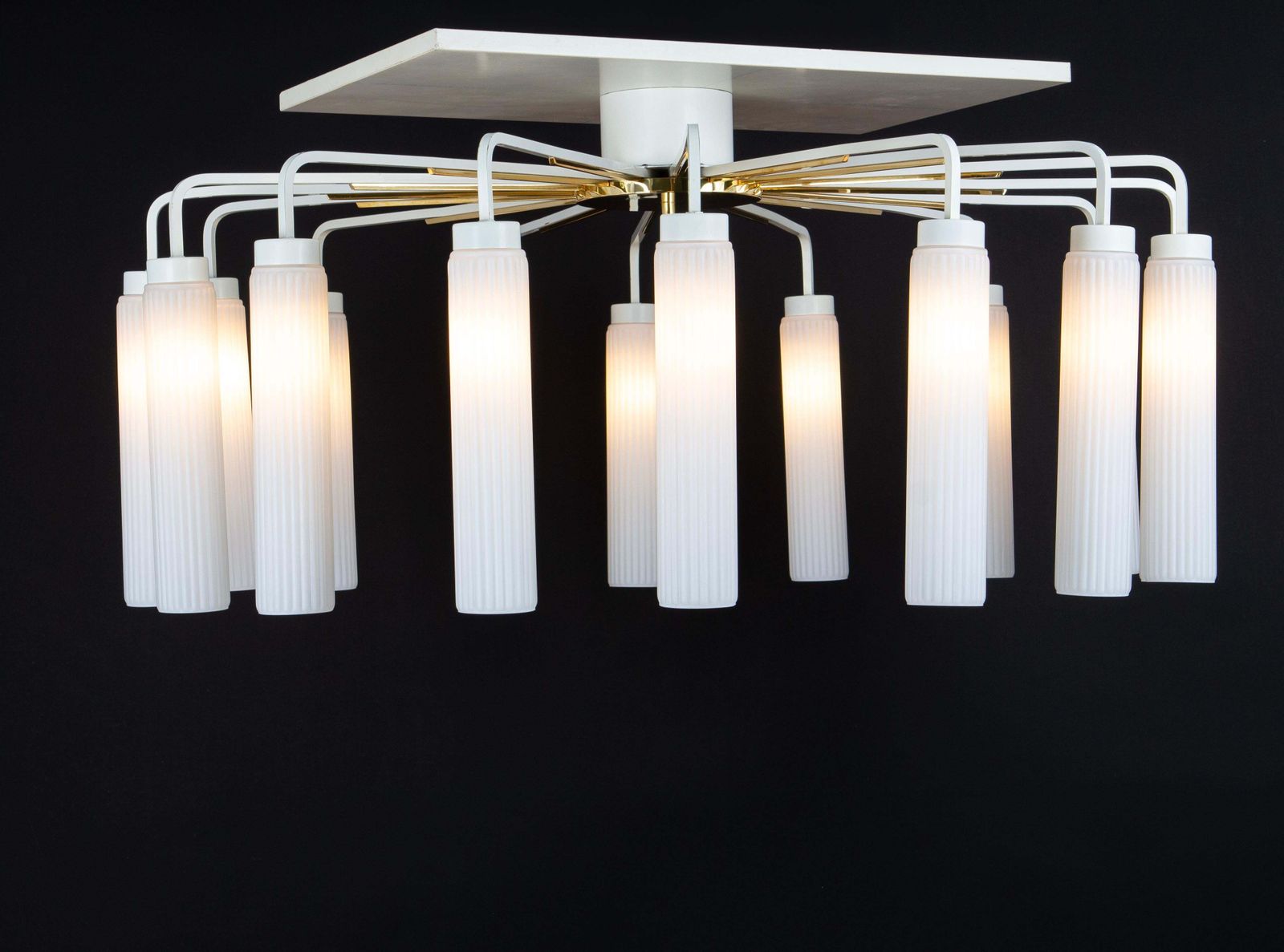 Lighting Extra Large Glass Sunburst Chandelier, Stilnovo Style, 1950s photo