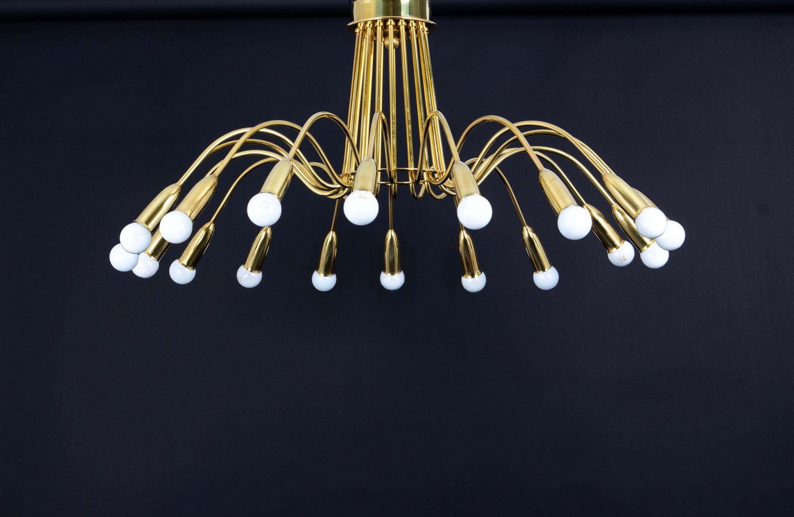 Stunning Huge Chandelier, Brass In Style Of Kaiser, Germany, 1960s photo vinterior