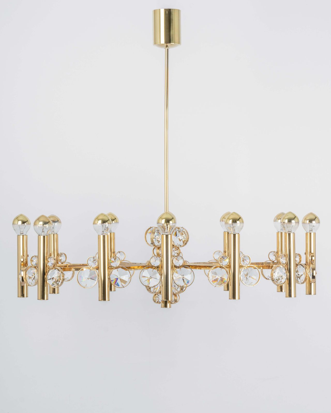 Large Gilt Brass Chandelier, Sciolari Design By Palwa, Germany, 1970s photo vinterior